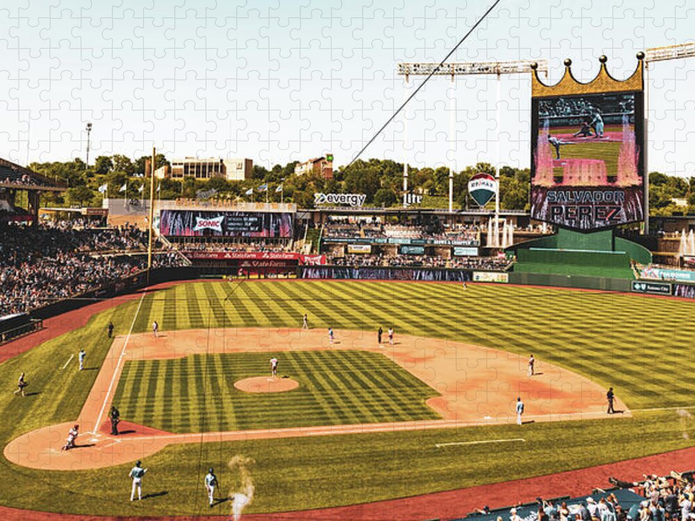 Kansas City Jigsaw Puzzle featuring the photograph Kansas City Home Run Panorama At The K by Gregory Ballos