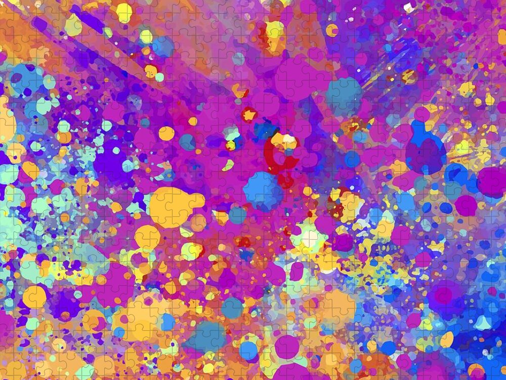 Colorful Jigsaw Puzzle featuring the digital art Kartika - Artistic Colorful Abstract Carnival Splatter Watercolor Digital Art by Sambel Pedes