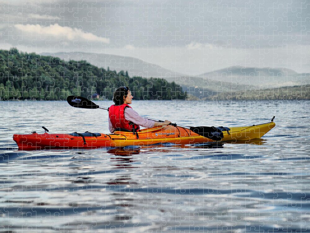 Kayak Jigsaw Puzzle featuring the photograph Kayaker on the Lake by Russel Considine