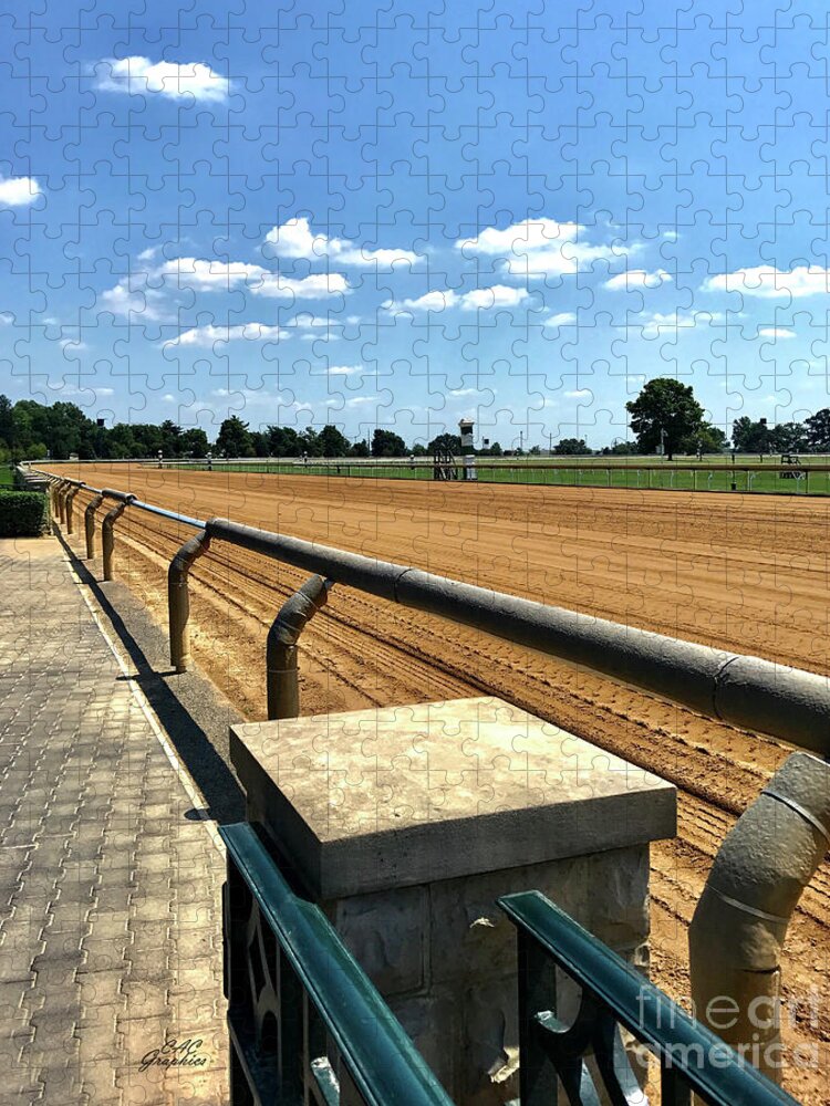 Keeneland Jigsaw Puzzle featuring the photograph Keeneland The Stretch 2 by CAC Graphics
