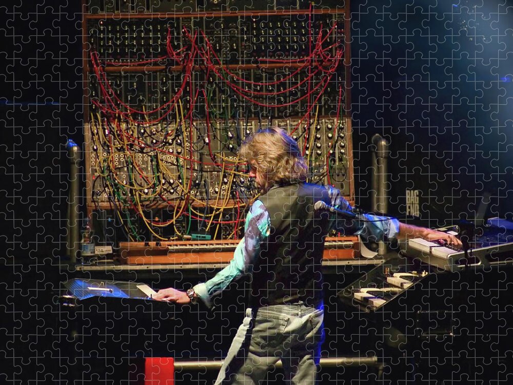 Music Legend Jigsaw Puzzle featuring the photograph Keith Emerson and the Moog Synth by Micah Offman