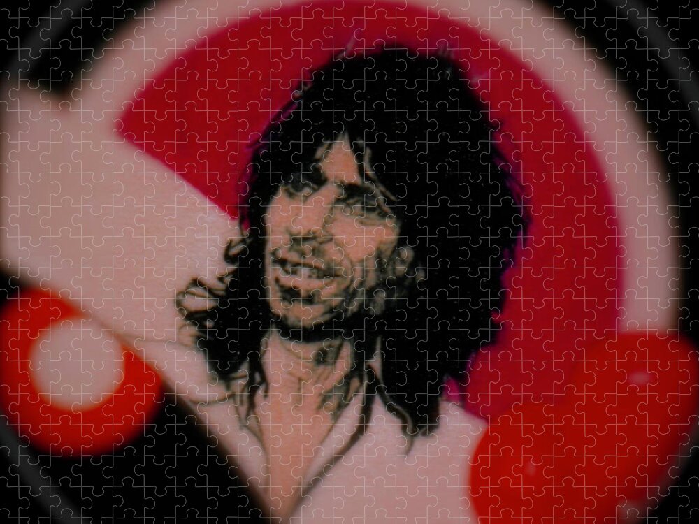Keith Richards Jigsaw Puzzle featuring the drawing Keith Richards - Torn And Frayed - detail by Sean Connolly