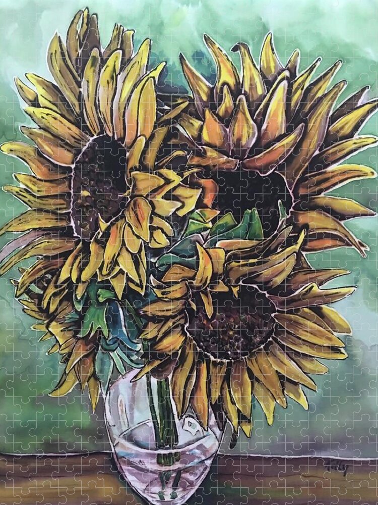 Sunflowers Jigsaw Puzzle featuring the painting Kelly Van Gogh by Kelly Smith