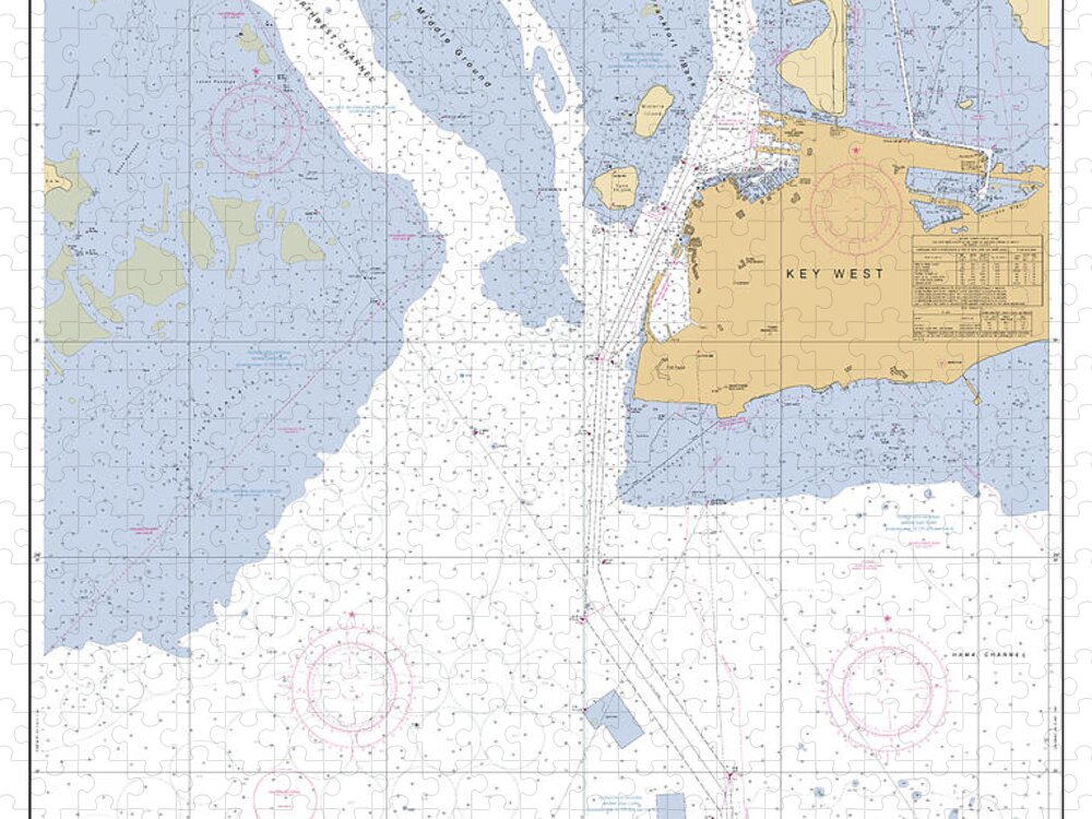Key West Harbor Jigsaw Puzzle featuring the digital art Key West Harbor, NOAA Chart 11447 by Nautical Chartworks
