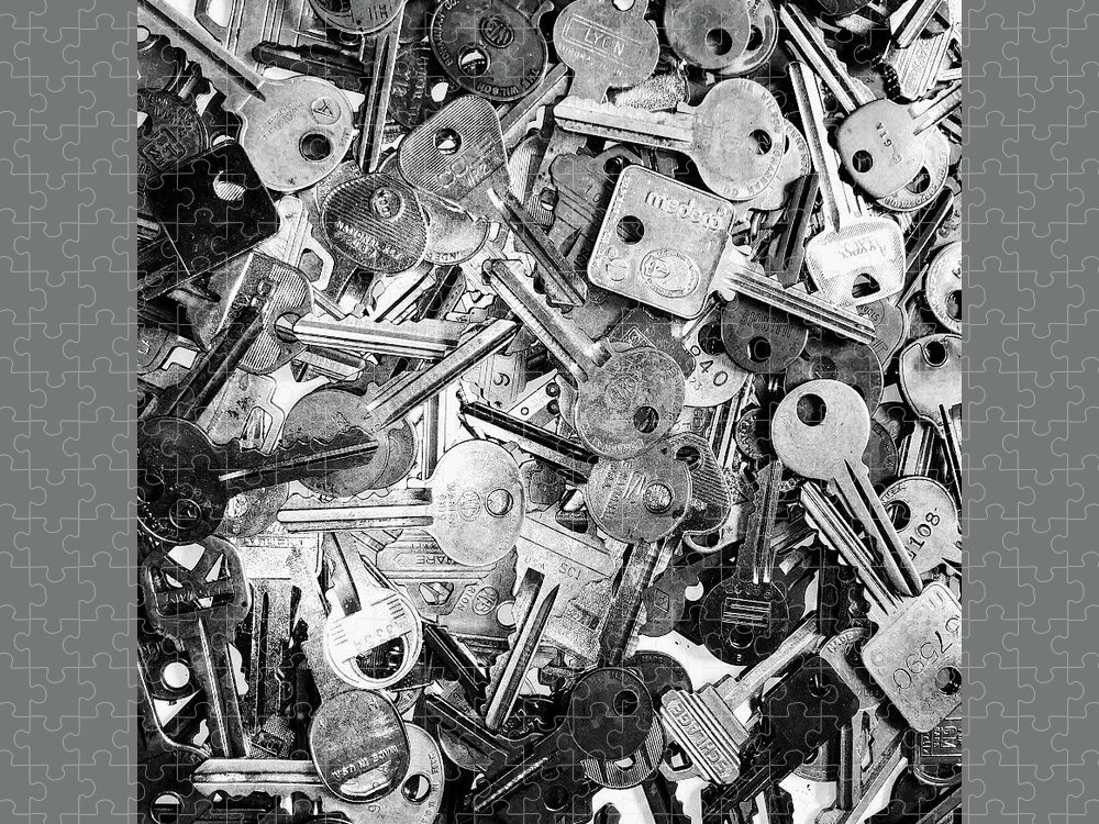 Keys Jigsaw Puzzle featuring the photograph Keys in black and white by Valerie Collins