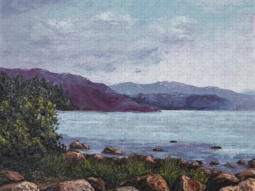 Landscape Jigsaw Puzzle featuring the painting Kings Beach Lake Tahoe by Darice Machel McGuire