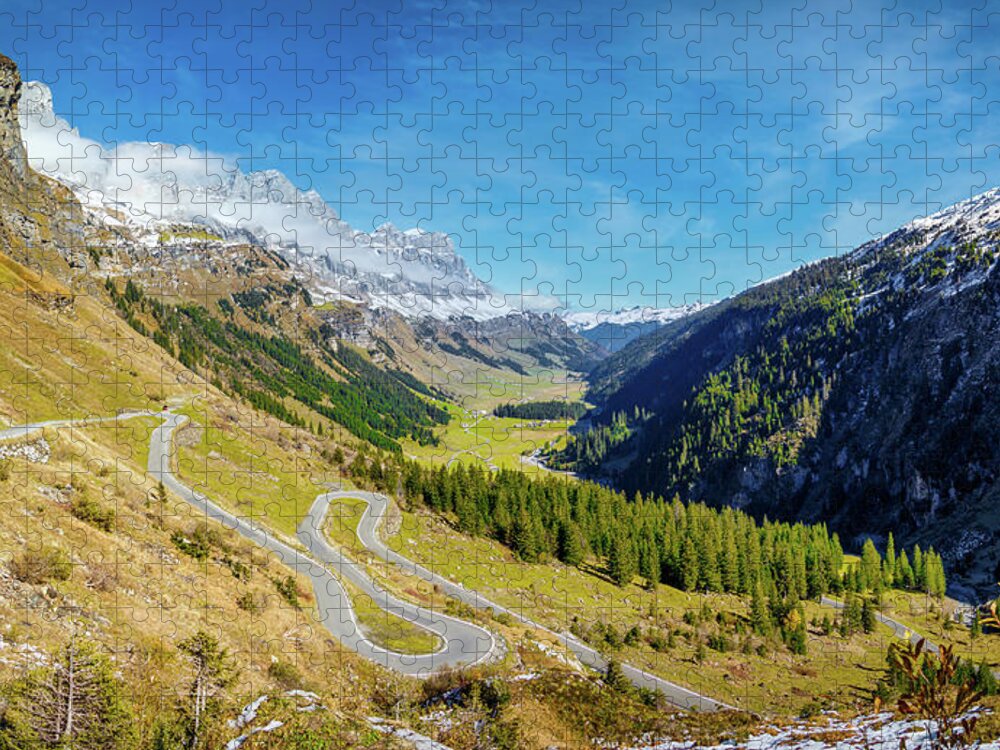 Landscape Jigsaw Puzzle featuring the photograph Klausenpass Panorama, Switzerland by Rick Deacon