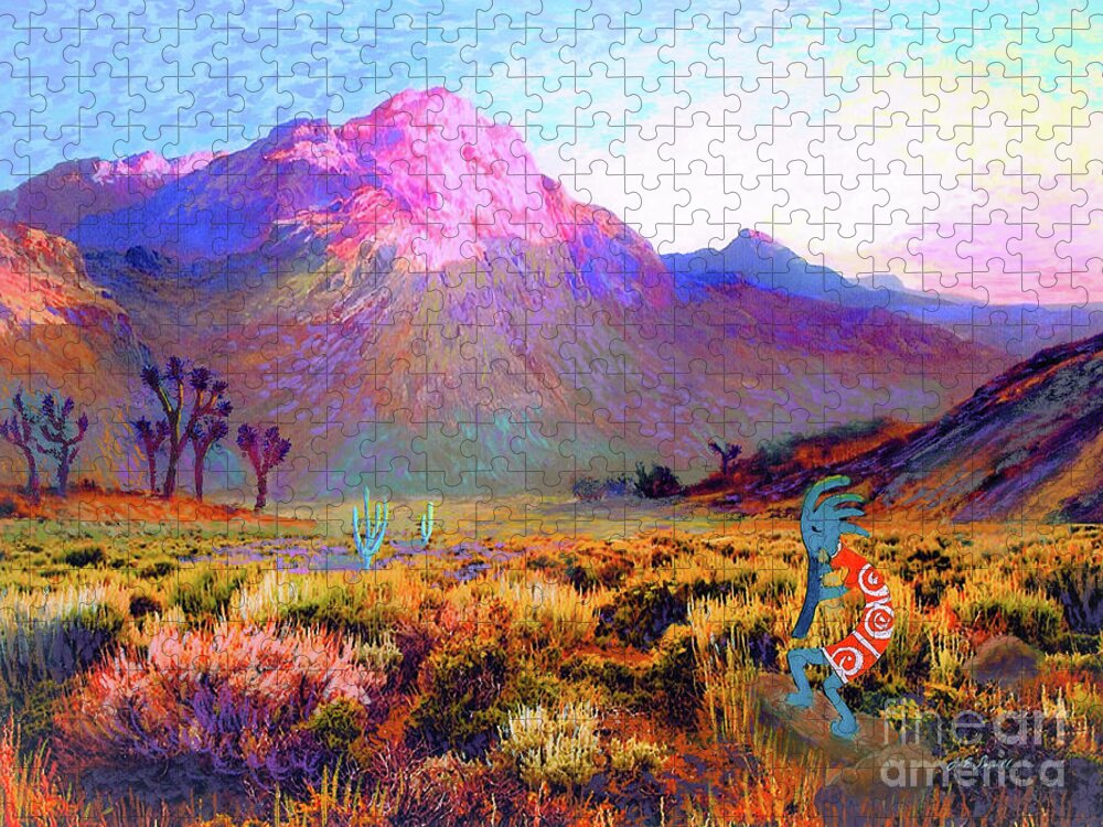 Spiritual Jigsaw Puzzle featuring the painting Kokopelli Dawn by Jane Small