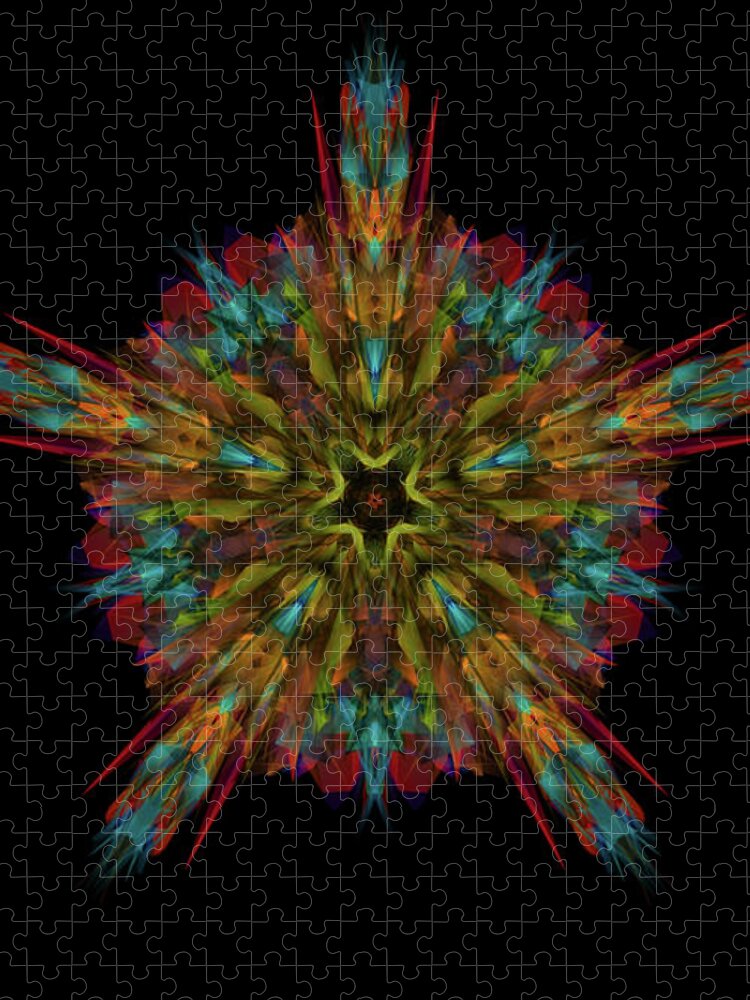 Kosmic Star Mandala Jigsaw Puzzle featuring the digital art Kosmic Star Mandala by Michael Canteen