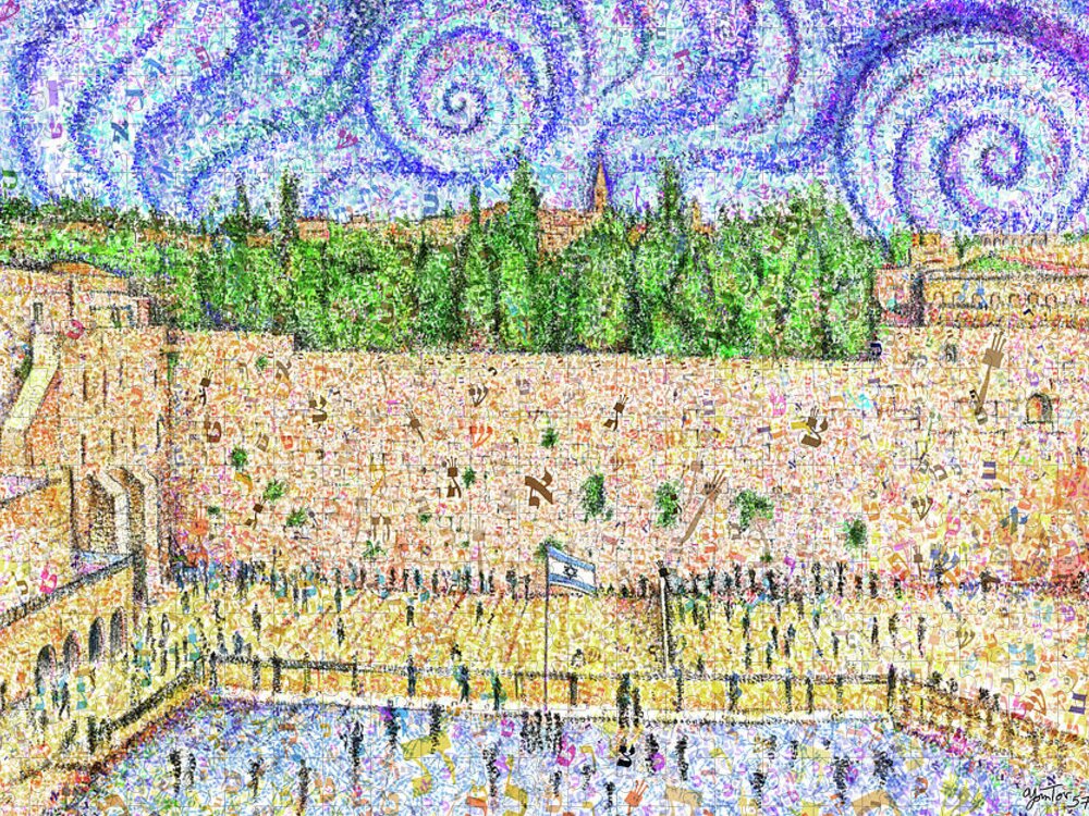 Kotel Jigsaw Puzzle featuring the painting Kotel of Letters by Yom Tov Blumenthal