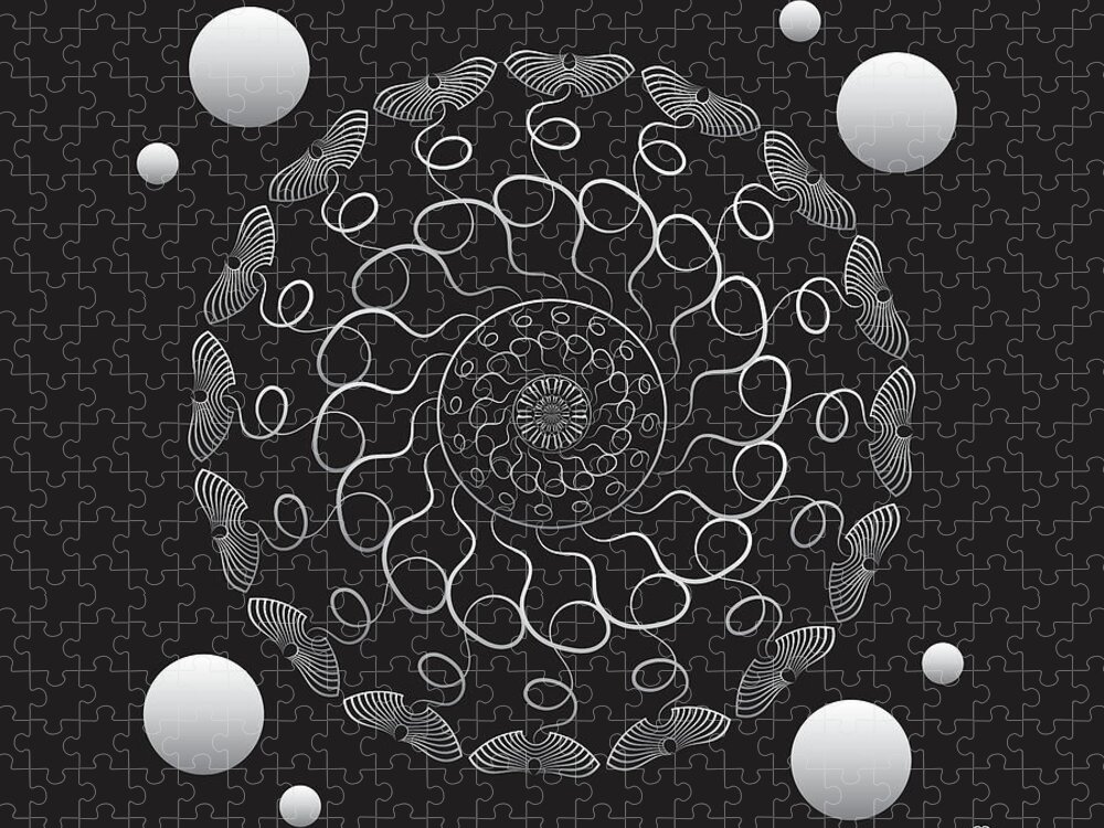 Mandala Jigsaw Puzzle featuring the digital art Kuklos No 4337 by Alan Bennington