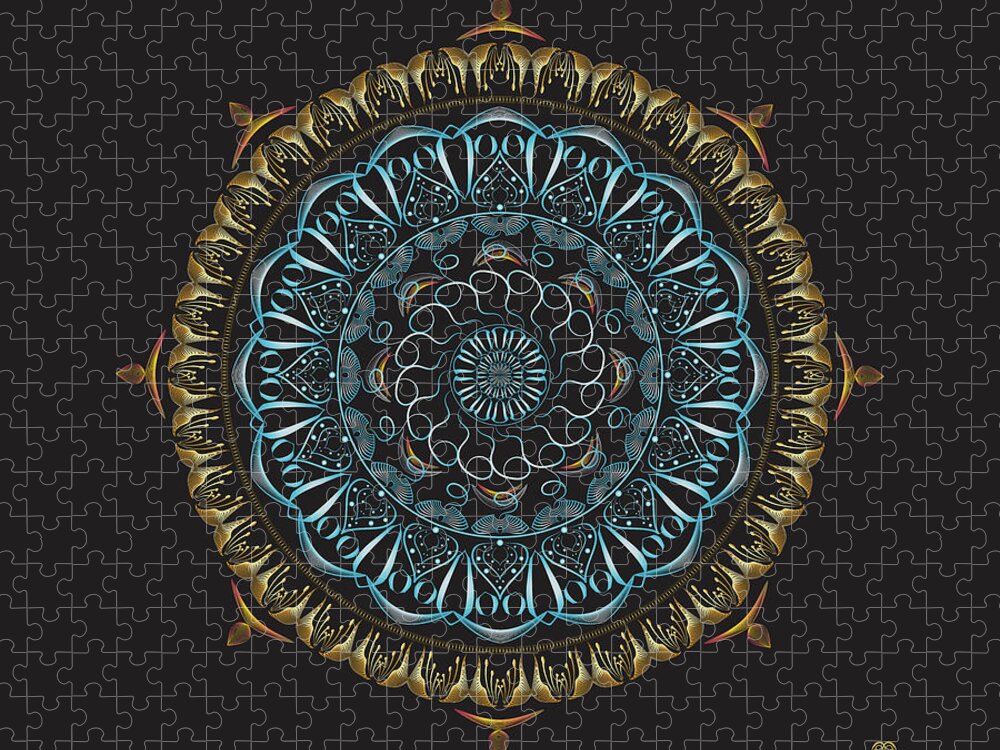 Mandala Jigsaw Puzzle featuring the digital art KUKLOS No 4341 by Alan Bennington