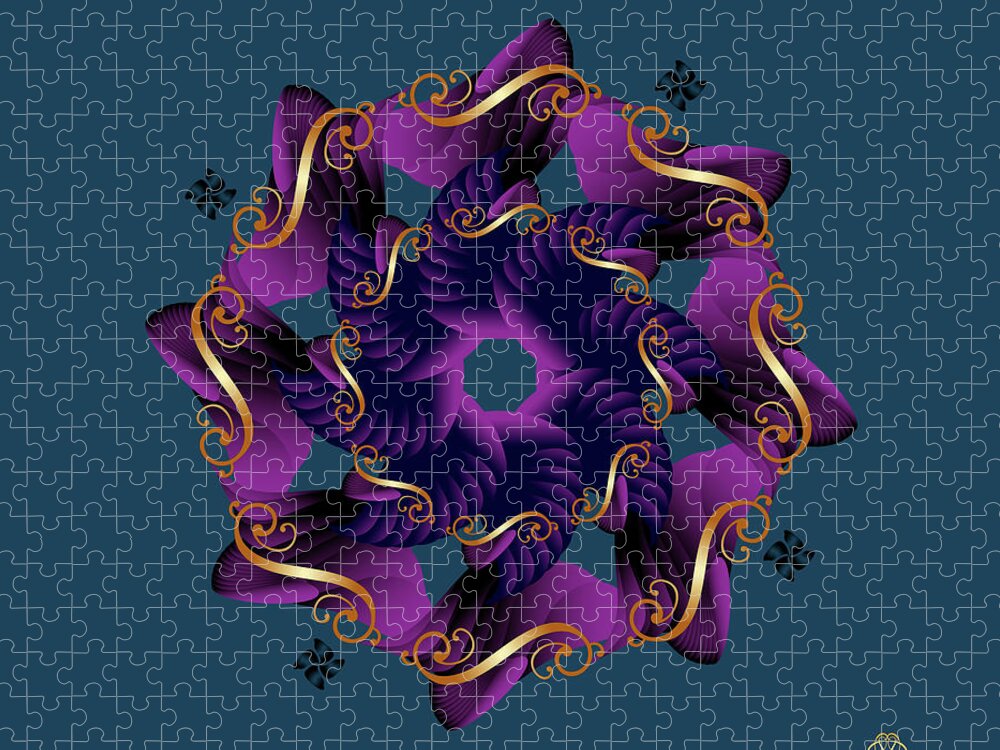 Mandala Jigsaw Puzzle featuring the digital art Kuklos No 4362 by Alan Bennington