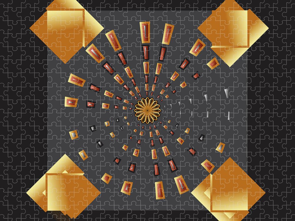 Mandala Jigsaw Puzzle featuring the digital art Kuklos No 4394 by Alan Bennington