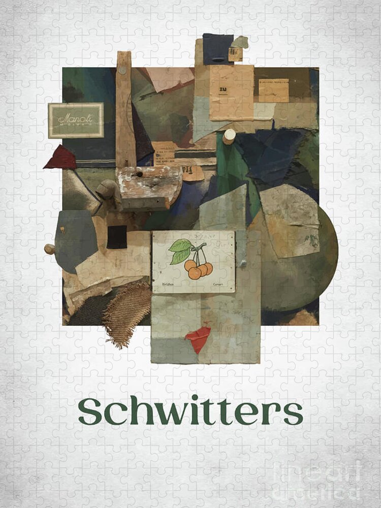 Kurt Schwitters Jigsaw Puzzle featuring the digital art Kurt Schwitters by Bo Kev