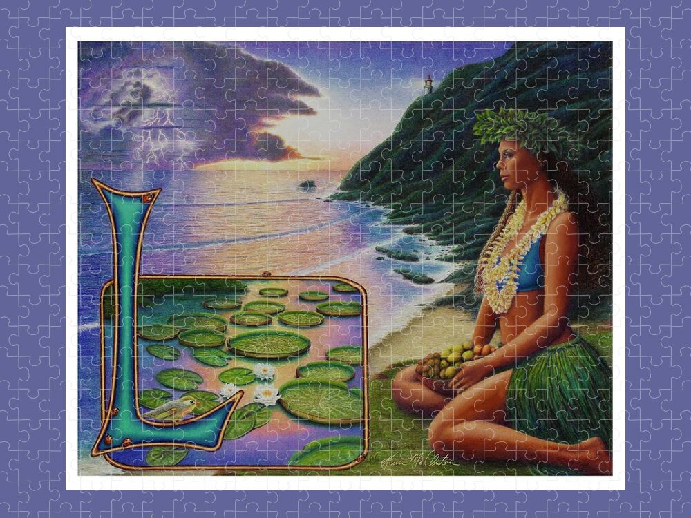 Kim Mcclinton Jigsaw Puzzle featuring the drawing L is for Lei by Kim McClinton