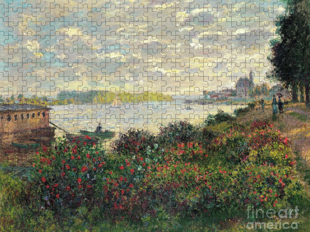Claude Monet Jigsaw Puzzle featuring the painting La Seine a Argenteuil, 1877 by Claude Monet