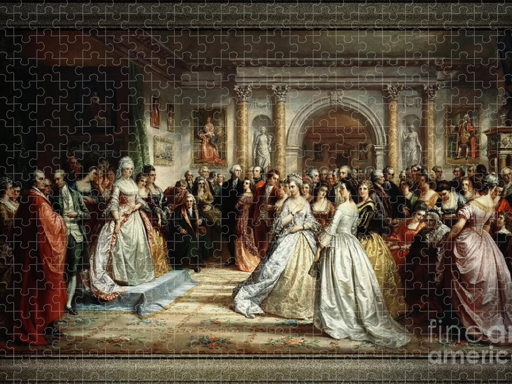 Lady Washington's Reception Day Jigsaw Puzzle featuring the painting Lady Washington's Reception Day by Daniel Huntington Old Masters Fine Art Reproduction by Xzendor7