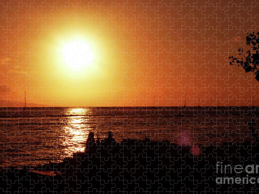 Photography Jigsaw Puzzle featuring the photograph Lahaina Sunset 001 by Stephanie Gambini