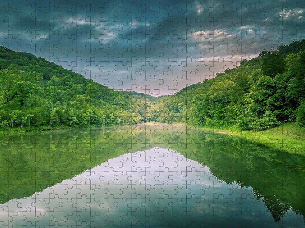 Branson Jigsaw Puzzle featuring the photograph Lake and Cloud Reflections by Allin Sorenson