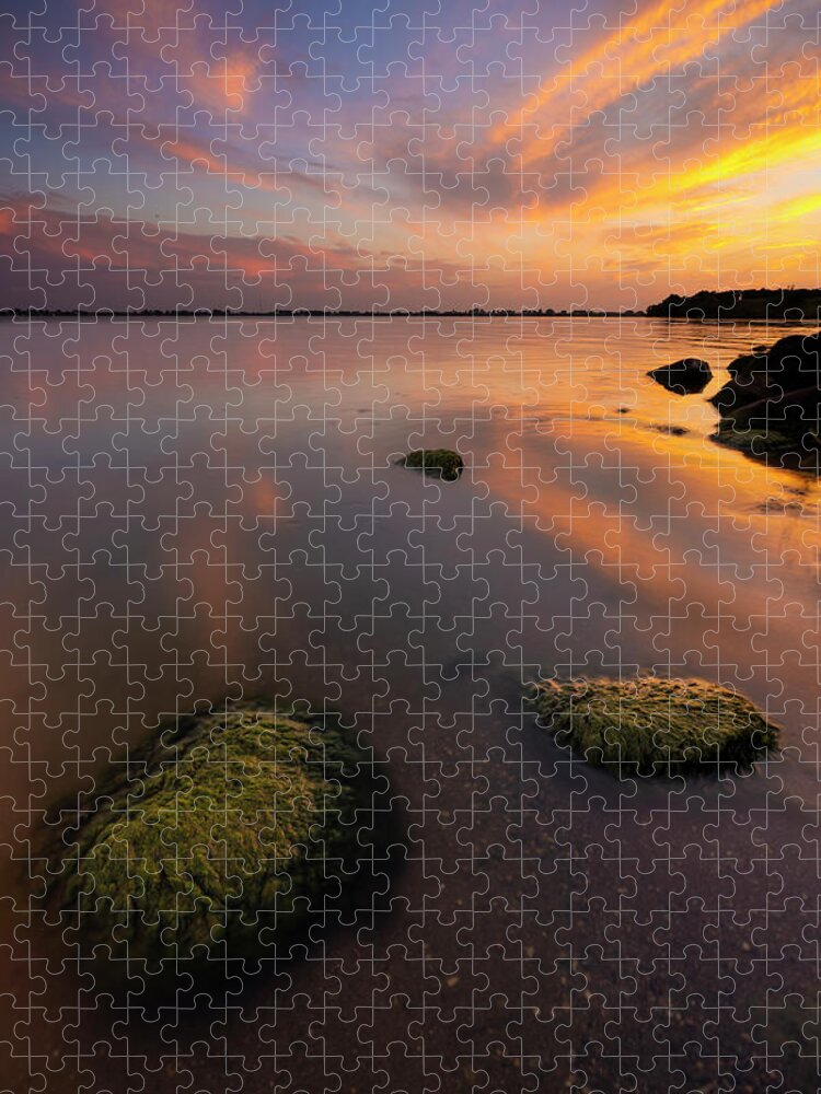  Lake Jigsaw Puzzle featuring the photograph Lake Byron Sunset by Aaron J Groen