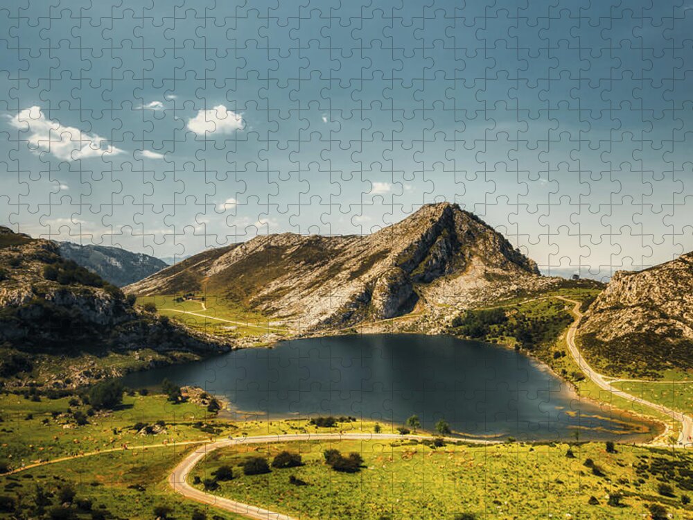 Lake Jigsaw Puzzle featuring the photograph Lake Enol by Micah Offman