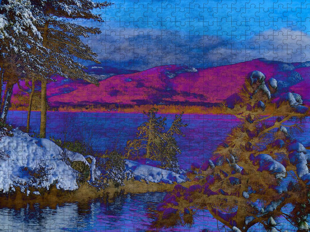 Lake Jigsaw Puzzle featuring the digital art Lake George Winter PhotoArt by Russel Considine