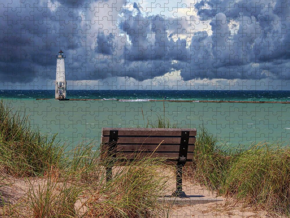 Northernmichigan Jigsaw Puzzle featuring the photograph Lake Michigan Storm IMG_2578 by Michael Thomas