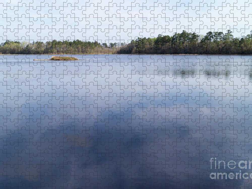 Landscape Jigsaw Puzzle featuring the photograph Lake Norton Spring Morning Cloud Reflections by MM Anderson