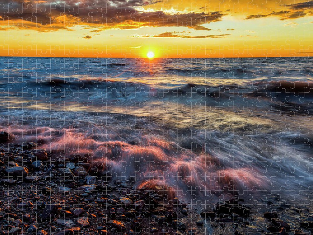 Mark Papke Jigsaw Puzzle featuring the photograph Lake Ontario Sunset 3 by Mark Papke