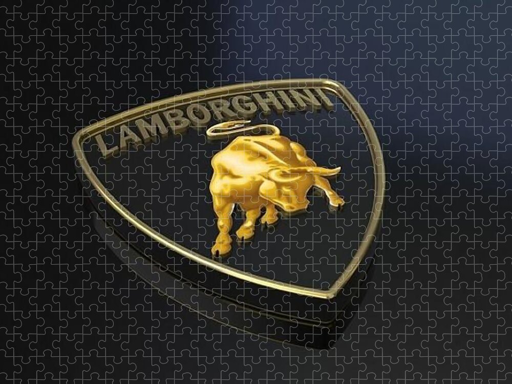 Lamborghini Label Jigsaw Puzzle featuring the digital art Lamborghini Logo by Landis Harold