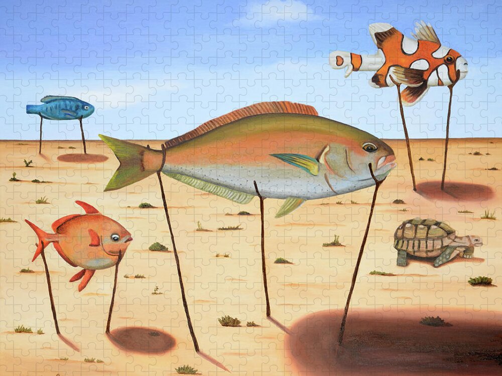 Fish Jigsaw Puzzle featuring the painting Land Fish by Leah Saulnier The Painting Maniac