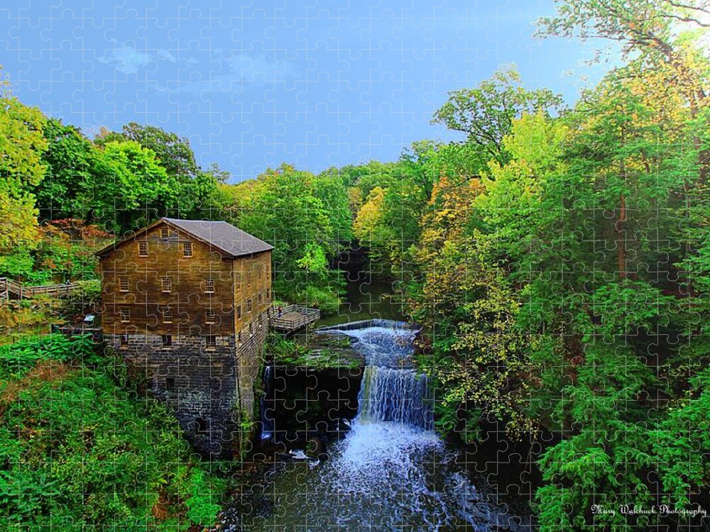 Waterfall Jigsaw Puzzle featuring the photograph Lanterman's Mill by Mary Walchuck