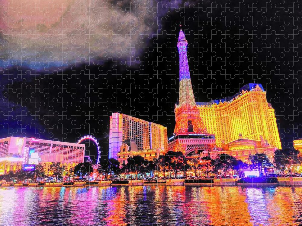 Las Vegas Eiffel Tower at Night Jigsaw Puzzle by Chance Kafka - Chance  Kafka - Artist Website