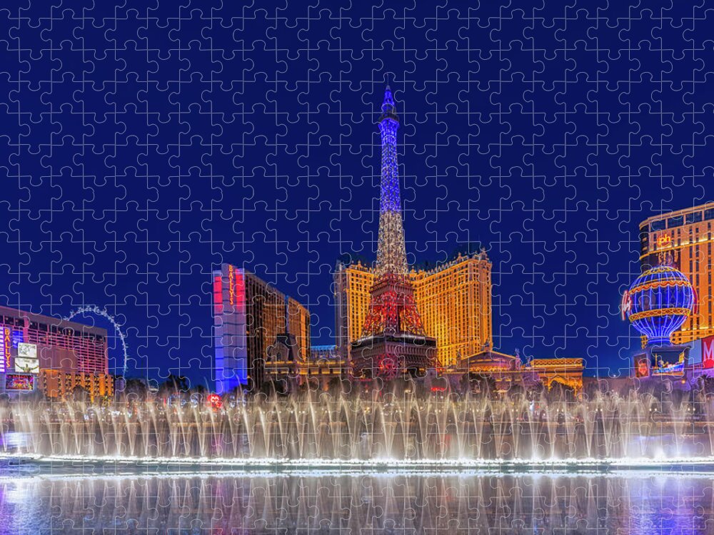 Las Vegas Jigsaw Puzzle featuring the photograph Las Vegas Fountains Show by Susan Candelario