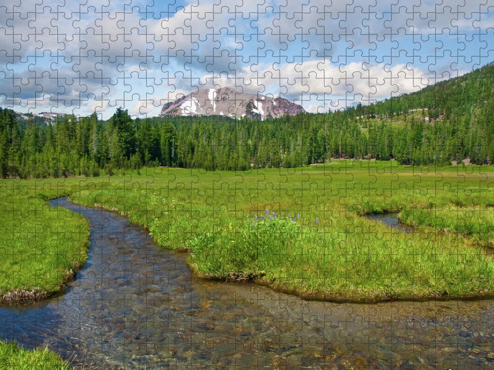 Alpine Jigsaw Puzzle featuring the photograph Lassen Peak and Kings Creek by Jeff Goulden