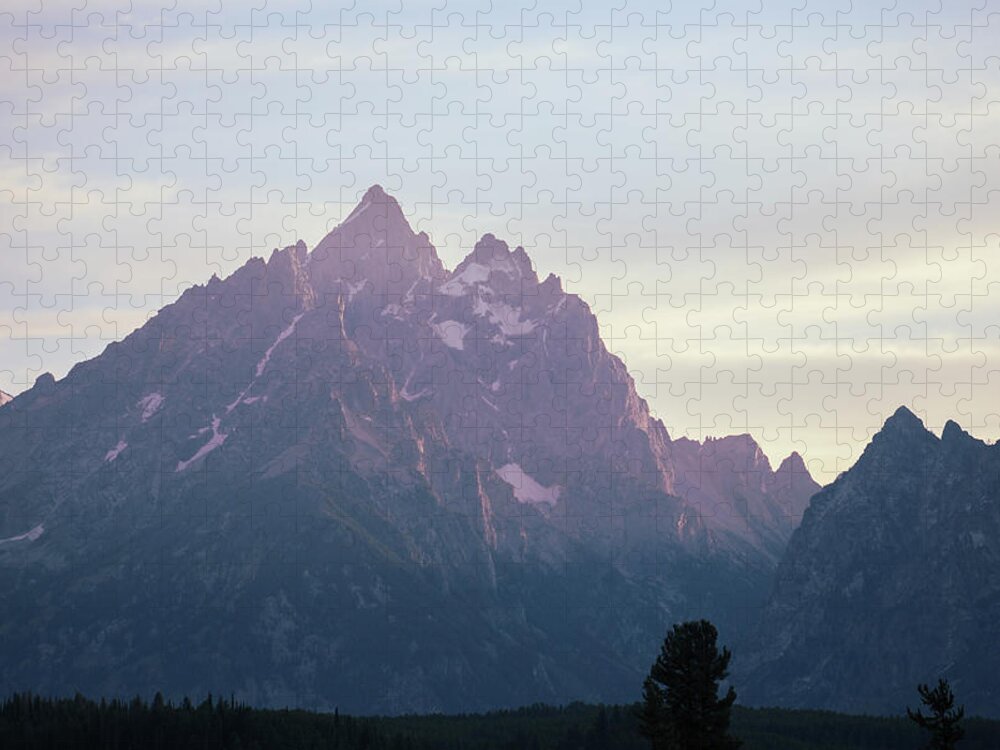 Mountain Jigsaw Puzzle featuring the photograph Last bit of Teton light by Go and Flow Photos