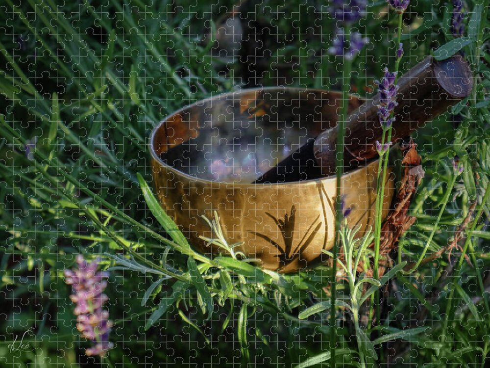 Singing Bowl Jigsaw Puzzle featuring the photograph Lavender Vibrations Singing Bowl by D Lee