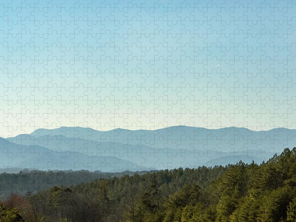 Dysartsville Road Exit Off I-40 Jigsaw Puzzle featuring the photograph Layers of Mountains by Joni Eskridge