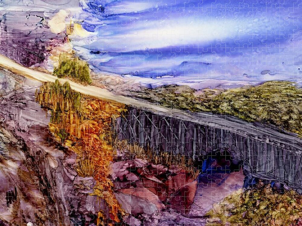 Bridge Jigsaw Puzzle featuring the painting Leaving it all behind by Angela Marinari