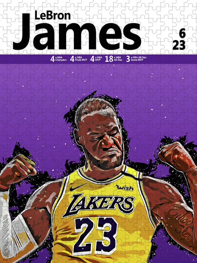 Lebron James Jigsaw Puzzle featuring the mixed media LeBron James by My Digital Mind