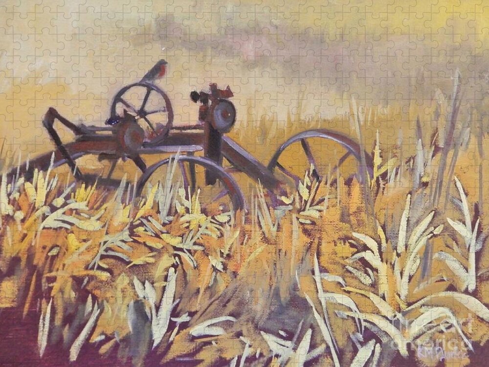 Grass Jigsaw Puzzle featuring the painting Left to Seed by K M Pawelec