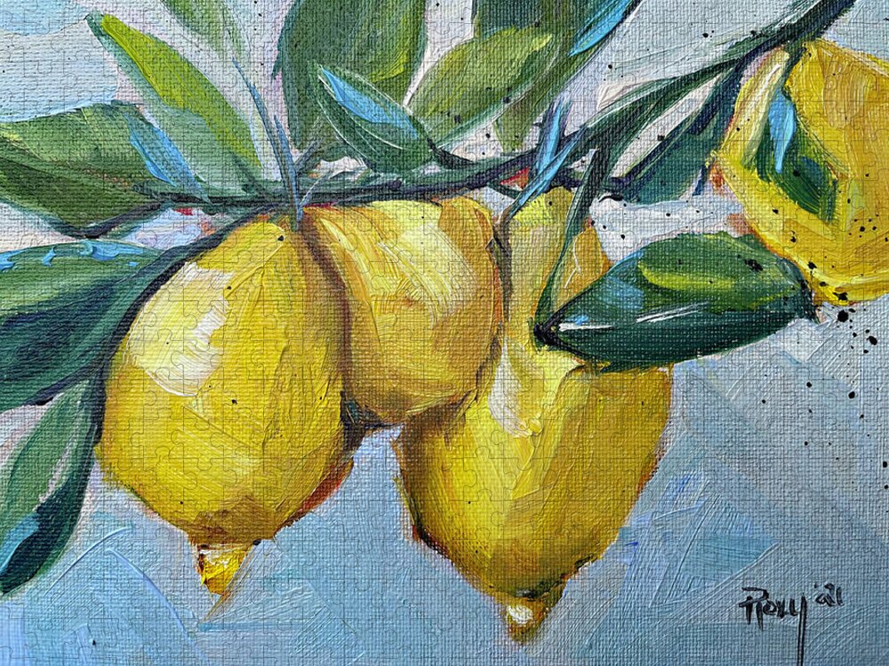 Lemon Jigsaw Puzzle featuring the painting Lemons by Roxy Rich