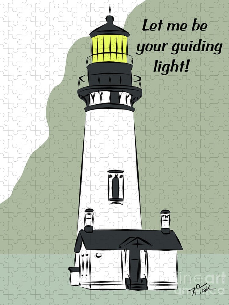 Yaquina-head Jigsaw Puzzle featuring the digital art Let Me Be Your Guiding Light by Kirt Tisdale