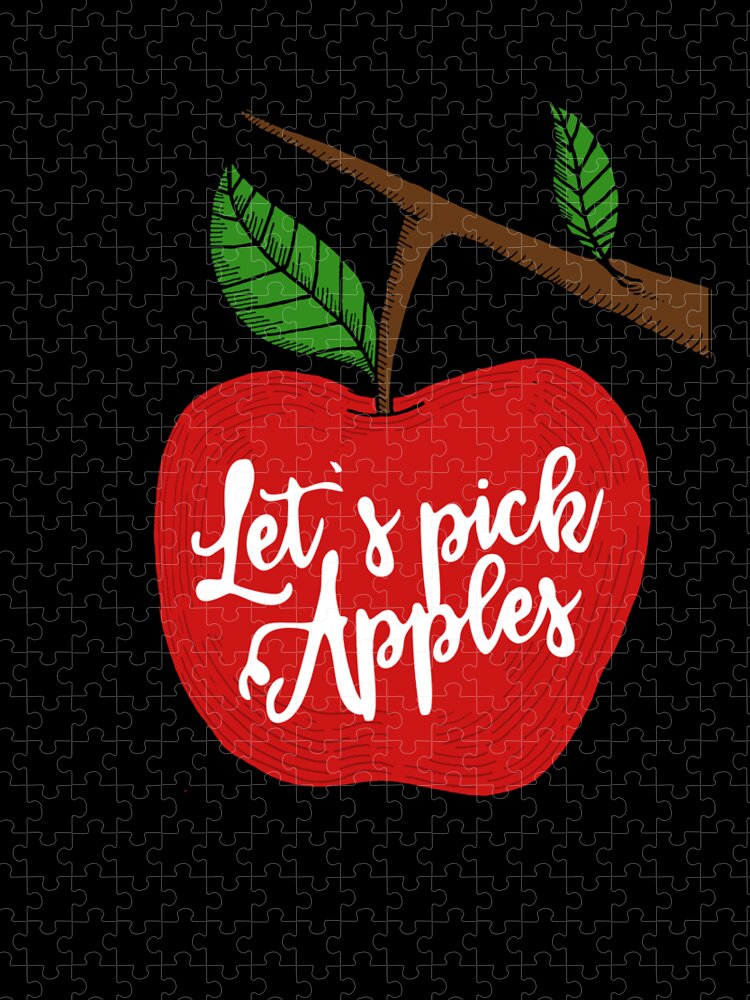 Cool Jigsaw Puzzle featuring the digital art Lets Pick Apples Apple Picking Season by Flippin Sweet Gear