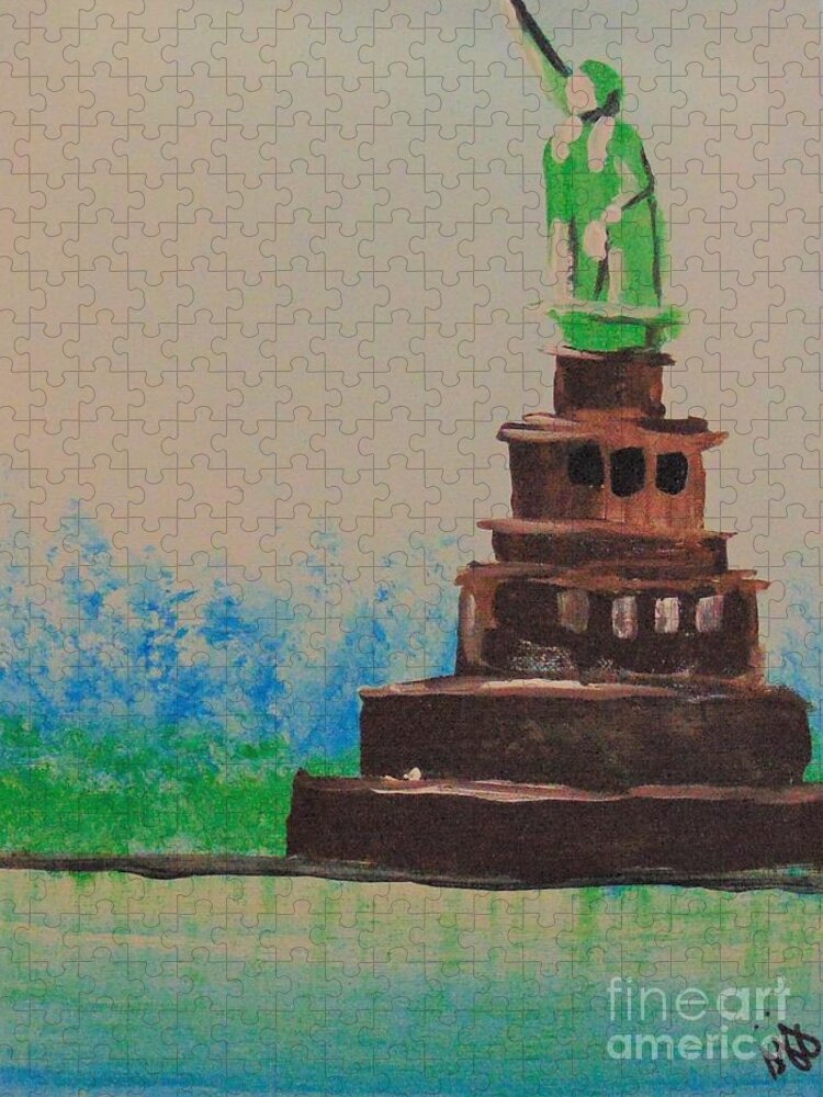 Liberty Jigsaw Puzzle featuring the painting Liberty by Saundra Johnson