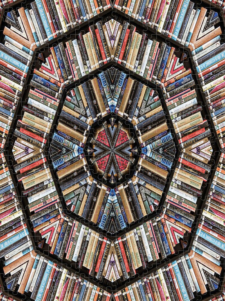 Books Jigsaw Puzzle featuring the photograph Library Kaleidoscope by Minnie Gallman