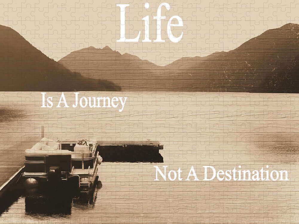 Life Is A Journey Rustic Lake Jigsaw Puzzle featuring the mixed media Life Is A Journey Rustic Lake by Dan Sproul