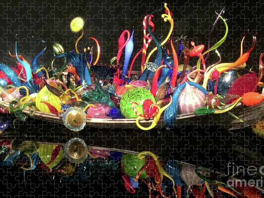 Glass Jigsaw Puzzle featuring the photograph Life is Just a Bowl of Chihuly by Barbie Corbett-Newmin