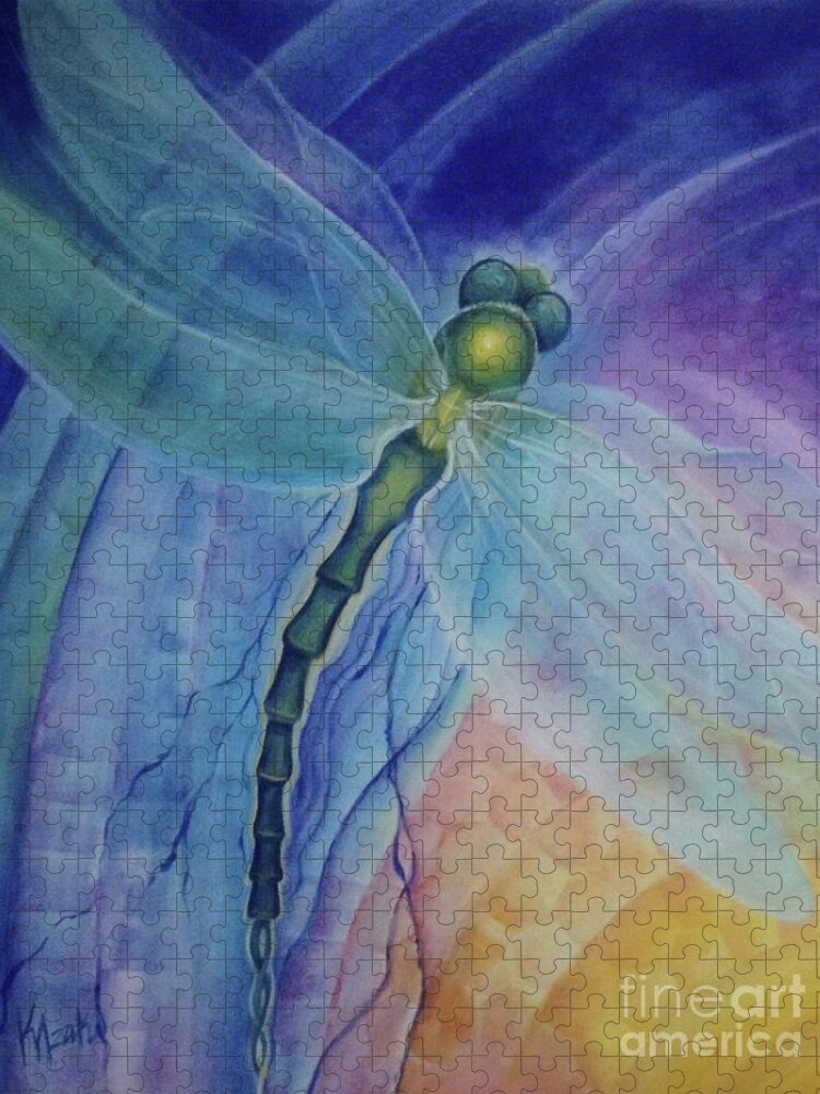 Dragonfly Jigsaw Puzzle featuring the painting Light Healer by Kristine Izak